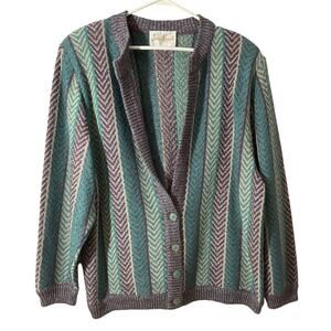 Vintage 80’s James Kenrob Union Made Cardigan Geometric XL